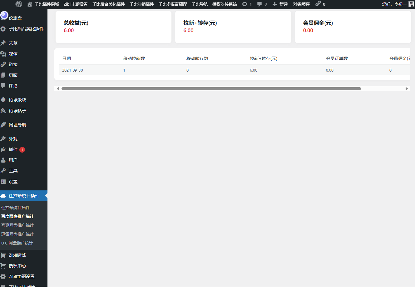 WordPress任推帮网盘拉新数据统计插件 WordPress任推帮网盘拉新数据统计插件