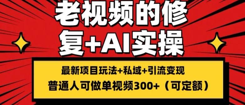 修复老视频的玩法，搬砖+引流的变现(可持久)，单条收益300+【揭秘】-云创项目库