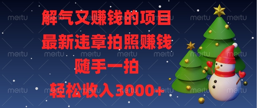 解气又赚钱的项目，最新违章拍照赚钱，随手一拍，轻松收入3000+-云创项目库