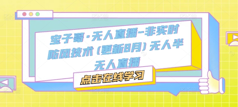 宝子哥·无人直播-非实时防风技术(更新25年5月)无人半无人直播-云创项目库
