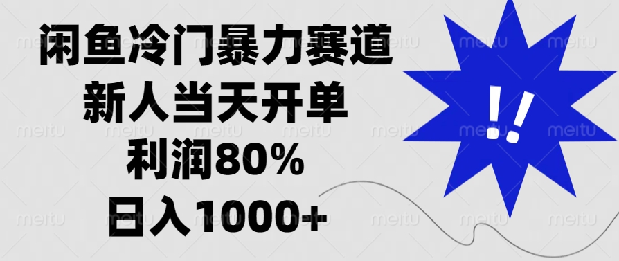 闲鱼冷门暴力赛道，新人当天开单，利润80%，日入1000+-云创项目库
