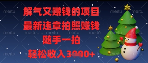 解气又挣钱的项目，最新违章拍照挣钱，随手一拍，轻松收入多张【揭秘】-云创项目库