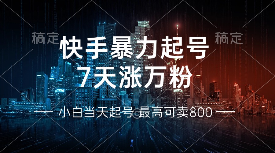快手暴力起号，7天涨万粉，小白当天起号 多种变现方式，账号回收，单月…-云创项目库