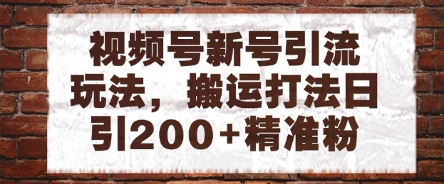 视频号新号引流玩法，搬运打法日引200+精准粉，可矩阵放大【揭秘】-云创项目库
