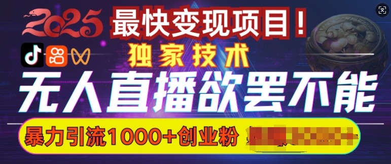 欲罢不能的无人直播引流，超暴力日引流1000+高质量精准创业粉-云创项目库