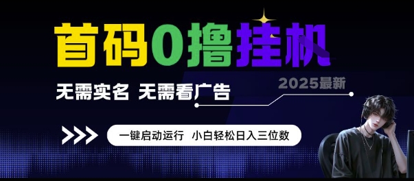 首码0撸挂G项目，无需实名无需看广告 一键启动运行，小白轻松日入三位数【揭秘】-云创项目库