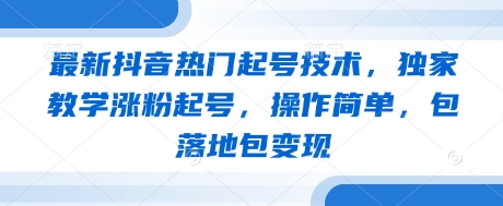 最新抖音热门起号技术，独家教学涨粉起号，操作简单，包落地包变现-云创项目库