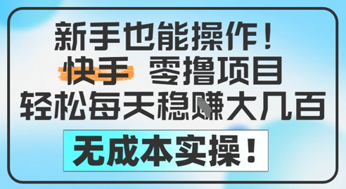 新手也能操作，快手零撸挣米，轻松每天挣2-5张，完全无成本-云创项目库