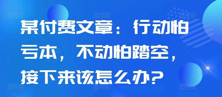 某付费文章：行动怕亏本，不动怕踏空，接下来该怎么办?-云创项目库