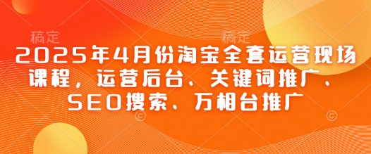 2025年4月份淘宝全套运营现场课程，运营后台、关键词推广、SEO搜索、万相台推广-云创项目库