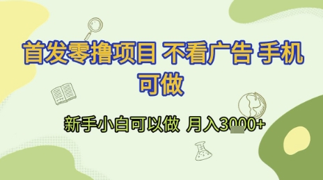 首发零撸项目 不看广告 手机可做 新手小白可以做  月入3k+【揭秘】-云创项目库