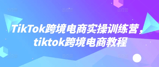 TikTok跨境电商实操训练营，tiktok跨境电商教程-云创项目库