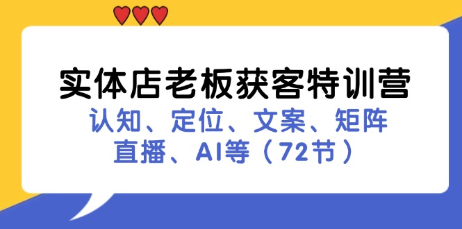 实体店老板获客特训营：认知、定位、文案、矩阵、直播、AI等(72节-云创项目库