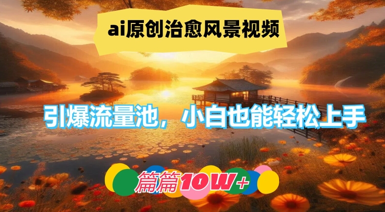 ai原创治愈风景视频，引爆流量池，小白也能轻松上手，篇篇10w+【揭秘】-云创项目库
