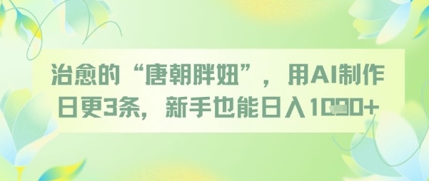 治愈的“唐朝胖妞”，用AI制作日更3条，新手也能日入多张-云创项目库