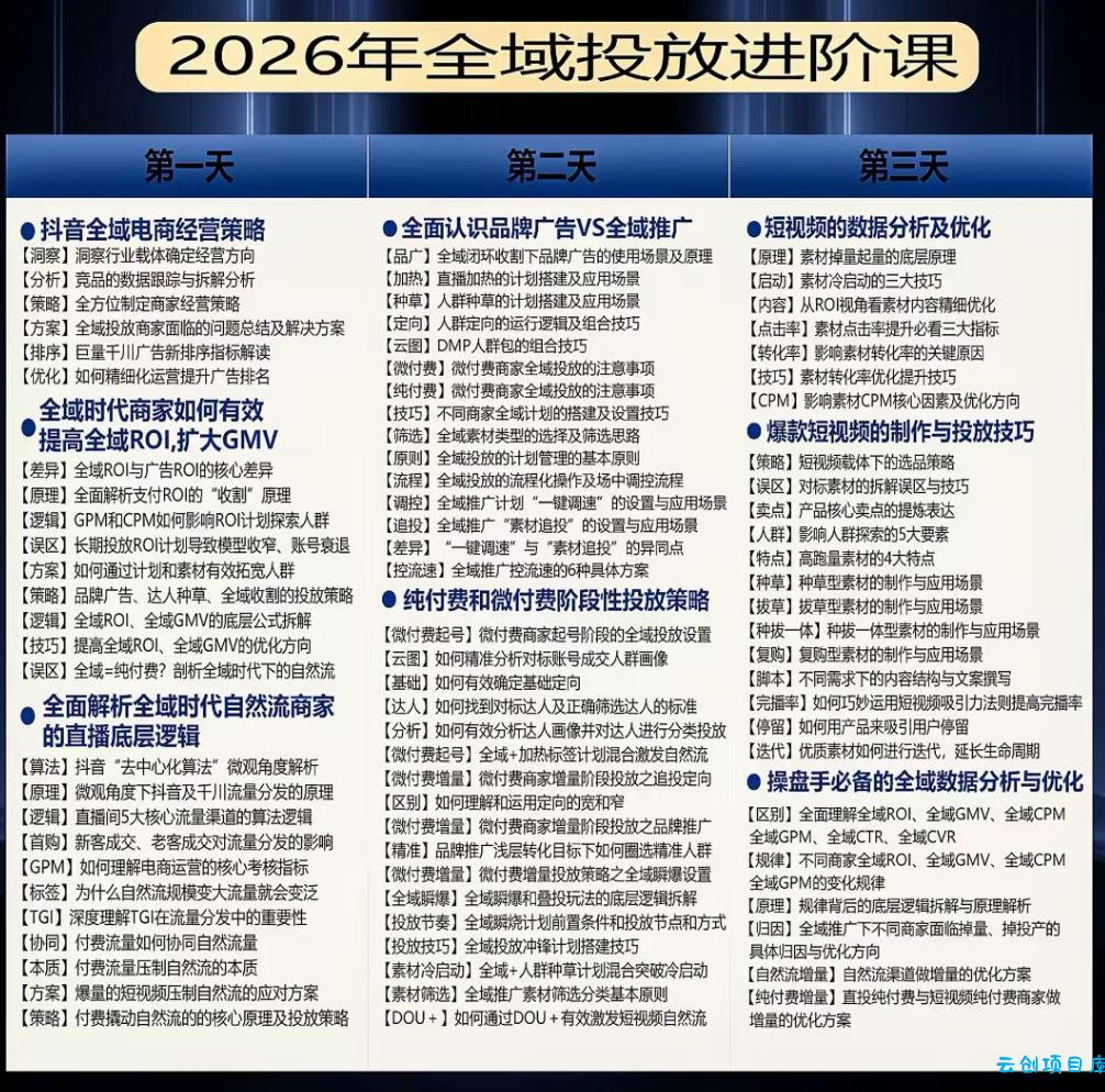 千川扫地僧2026抖音全域投放进阶课，少走弯路·快速起量·掌控增长，6月12-14号杭州线下课（更新）