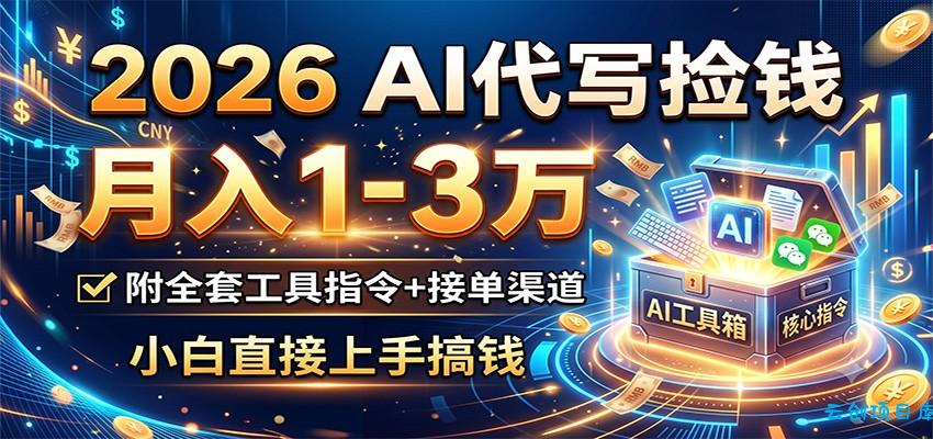 2026 AI代写捡钱，月入1-3万，附全套工具指令+接单渠道，小白直接上手搞钱-云创项目库
