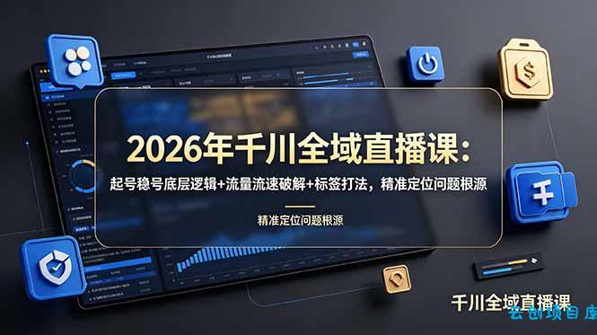 2026年千川全域直播课：起号稳号底层逻辑+流量流速破解+标签打法，精准定位问题根源-云创项目库