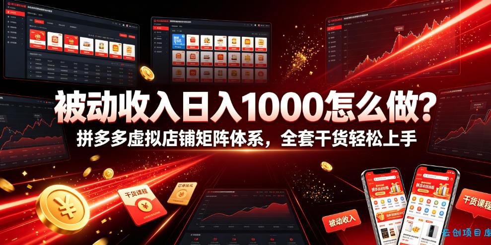 被动收入日入1000怎么做?拼多多虚拟店铺矩阵体系,全套干货轻松上手【揭秘】-云创项目库