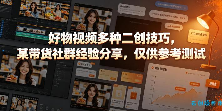 好物视频多种二创技巧,某带货社群经验分享,仅供参考测试-云创项目库