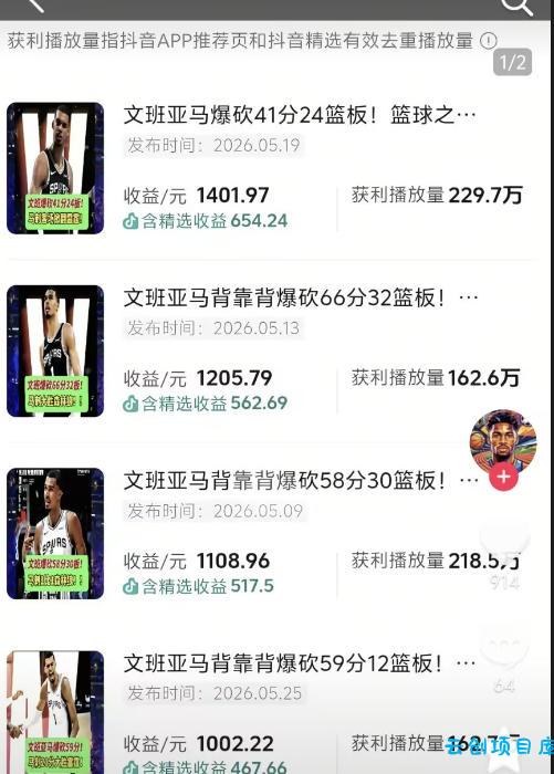抖音8W粉丝博主的篮球人物深度解析解说教学,零门槛玩转伙伴计划与精选独家,单日稳定收益1k+
