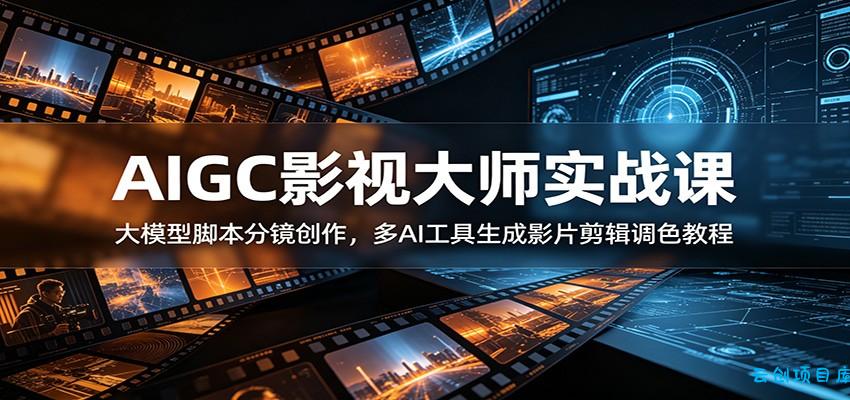 AIGC影视大师实战课：大模型脚本分镜创作，多AI工具生成影片剪辑调色教程-云创项目库
