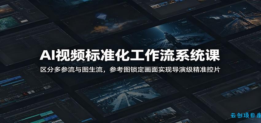 AI视频标准化工作流系统课：区分多参流与图生流，参考图锁定画面实现导演级精准控片-云创项目库