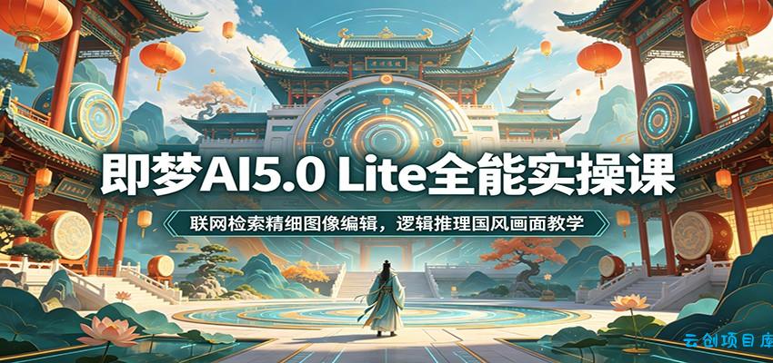即梦AI5.0 Lite全能实操课：联网检索精细图像编辑，逻辑推理国风画面教学-云创项目库