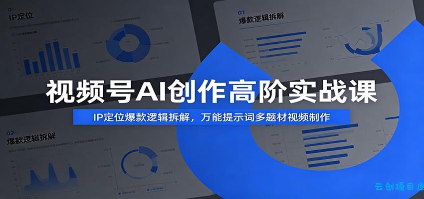 视频号AI创作高阶实战课：IP定位爆款逻辑拆解，万能提示词多题材视频制作-云创项目库
