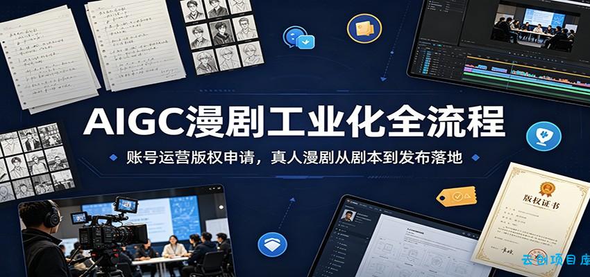 AIGC漫剧工业化全流程：账号运营版权申请，真人漫剧从剧本到发布落地-云创项目库