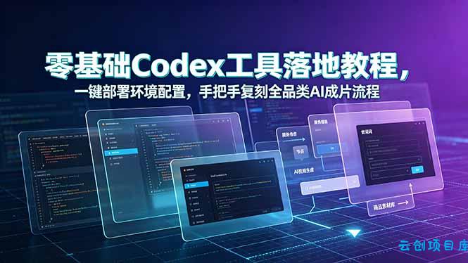 零基础Codex工具落地教程,一键部署环境配置,手把手复刻全品类AI成片流程-云创项目库