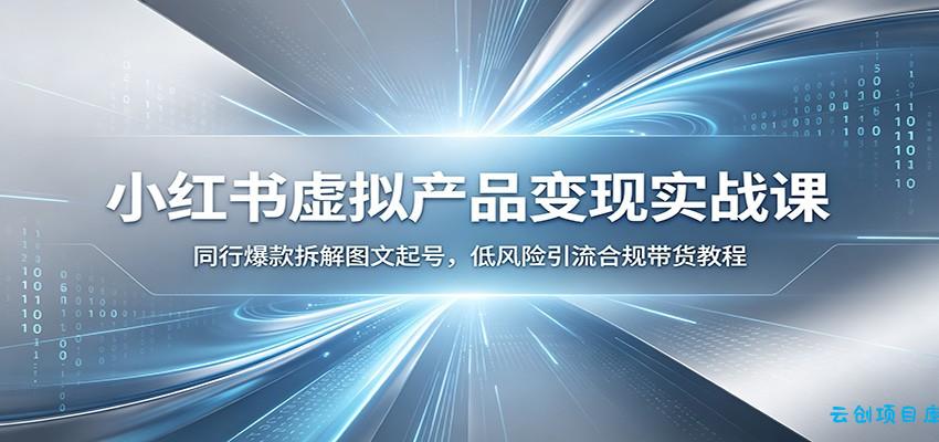 小红书虚拟产品变现实战课:同行爆款拆解图文起号,低风险引流合规带货教程-云创项目库