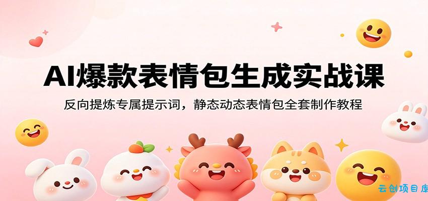 AI爆款表情包生成实战课:反向提炼专属提示词,静态动态表情包全套制作教程-云创项目库