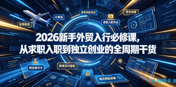 2026新手外贸入行必修课,从求职入职到独立创业的全周期干货-云创项目库