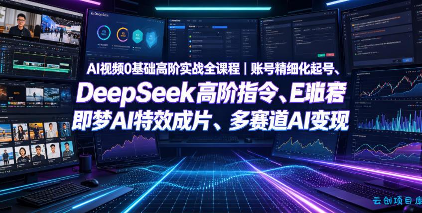 AI视频0基础高阶实战全课程|账号精细化起号、DeepSeek高阶指令、即梦AI特效成片、多赛道AI短视频量产变现-云创项目库