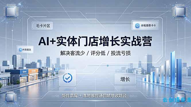 AI+实体门店增长实战营,解决客流少/评分低/投流亏损;矩阵霸屏+本地推打通同城增收路径-云创项目库