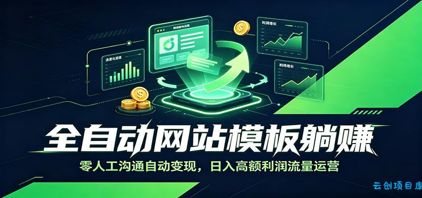 全自动网站模板躺赚：零人工沟通自动变现，日入高额利润流量运营-云创项目库