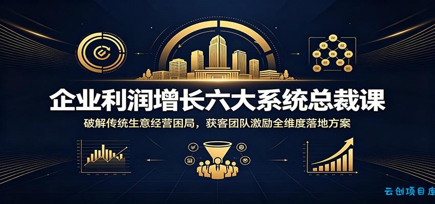 企业利润增长六大系统总裁课:破解传统生意经营困局,获客团队激励全维度落地方案-云创项目库