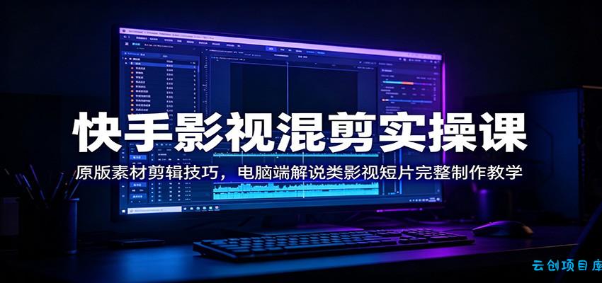 快手影视混剪实操课：原版素材剪辑技巧，电脑端解说类影视短片完整制作教学-云创项目库