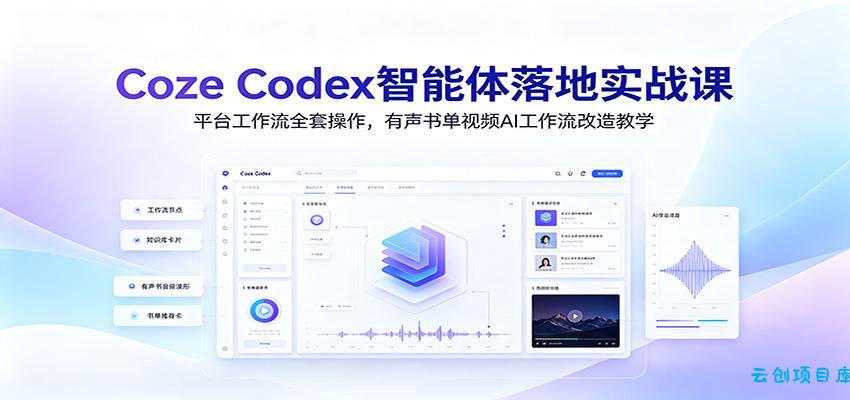 Coze Codex智能体落地实战课：平台工作流全套操作，有声书单视频AI工作流改造教学-云创项目库