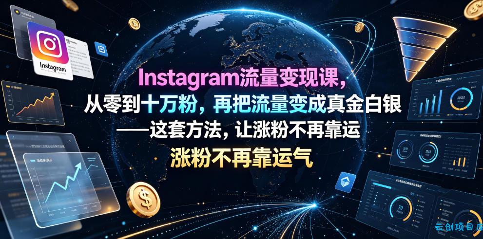 Instagram流量变现课,从零到十万粉,再把流量变成真金白银——这套方法,让涨粉不再靠运气【原创双语字幕】-云创项目库