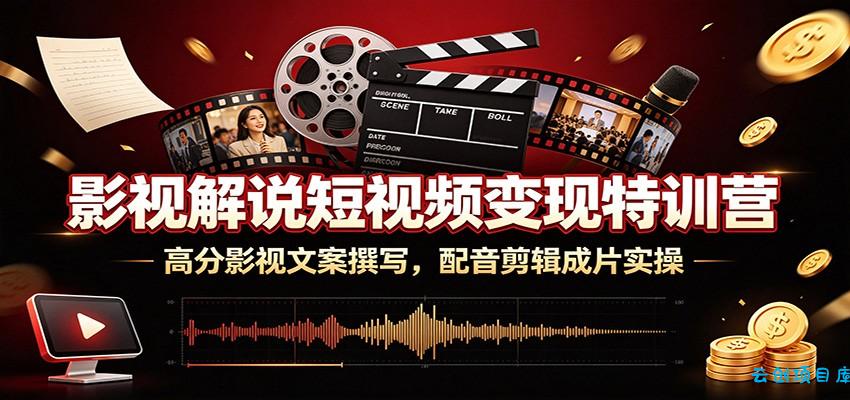 影视解说短视频变现特训营：高分影视文案撰写，配音剪辑成片实操-云创项目库