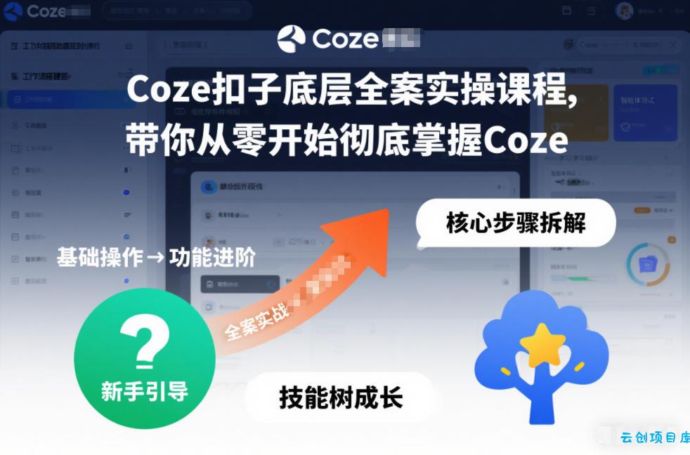 Coze扣子底层全案实操课程，带你从零开始彻底掌握Coze(更新7月)-云创项目库