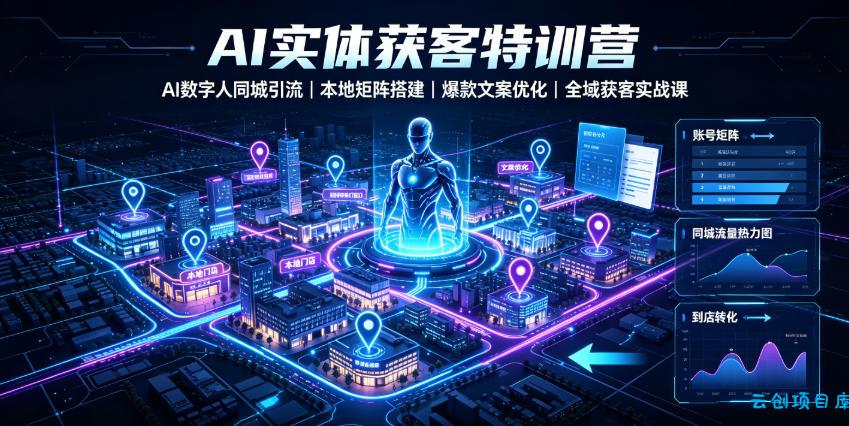 AI实体获客特训营｜AI数字人同城引流、本地矩阵搭建、爆款文案优化全域获客实战课-云创项目库