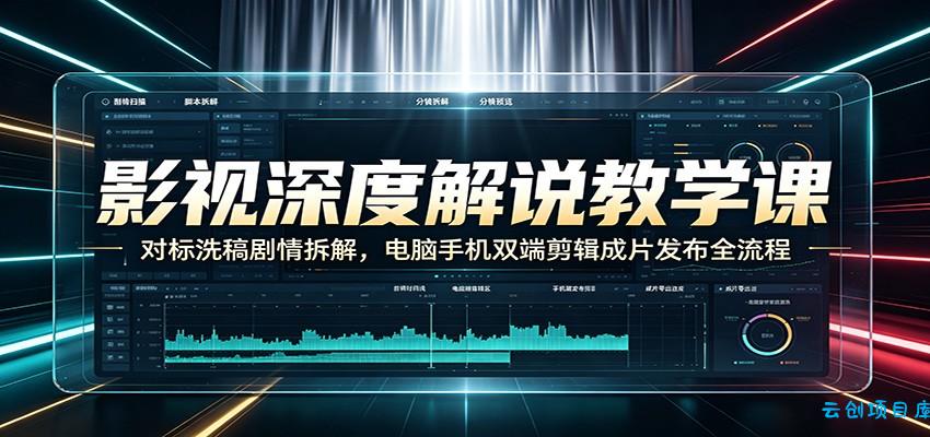 影视深度解说教学课:对标洗稿剧情拆解,电脑手机双端剪辑成片发布全流程-云创项目库