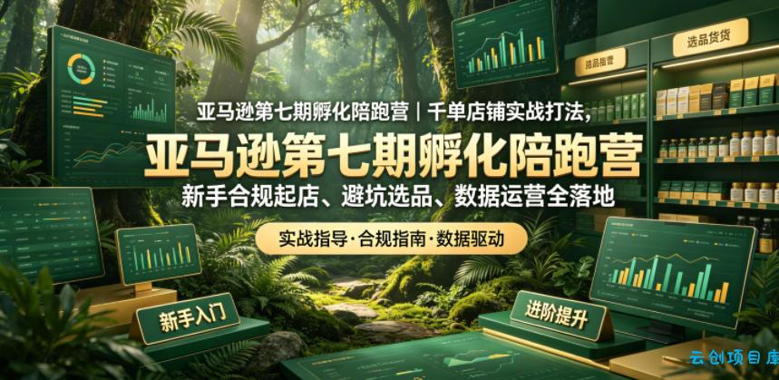 亚马逊孵化陪跑营|千单店铺实战打法,新手合规起店、避坑选品、数据运营全落地(更新0708)-云创项目库