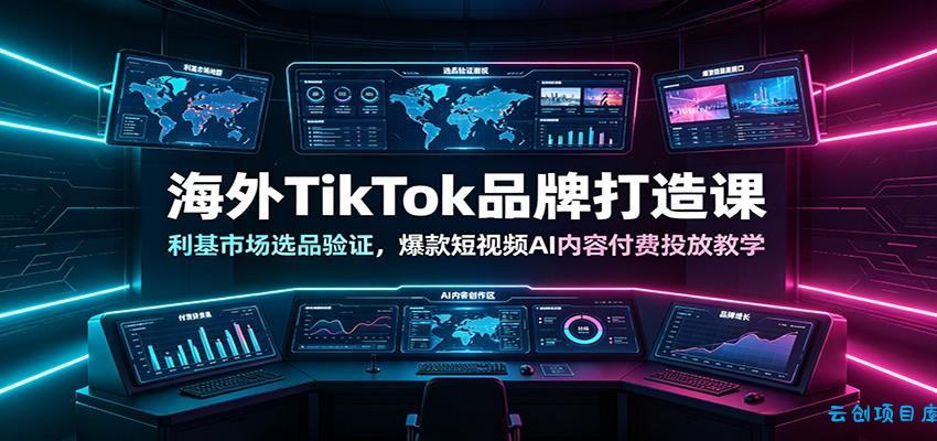 海外TikTok品牌打造课：利基市场选品验证，爆款短视频AI内容付费投放教学-云创项目库