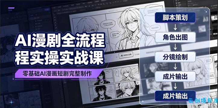 AI漫剧全流程实操实战课|零基础AI漫画短剧完整制作、脚本出图成片全链路落地教程