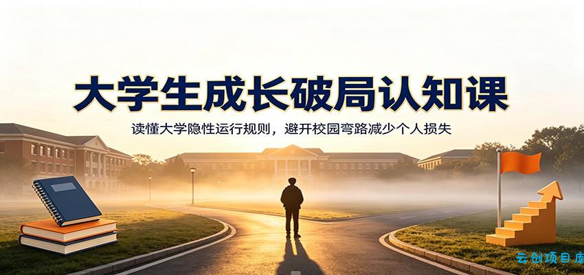 大学生成长破局认知课:读懂大学隐性运行规则,避开校园弯路减少个人损失-云创项目库