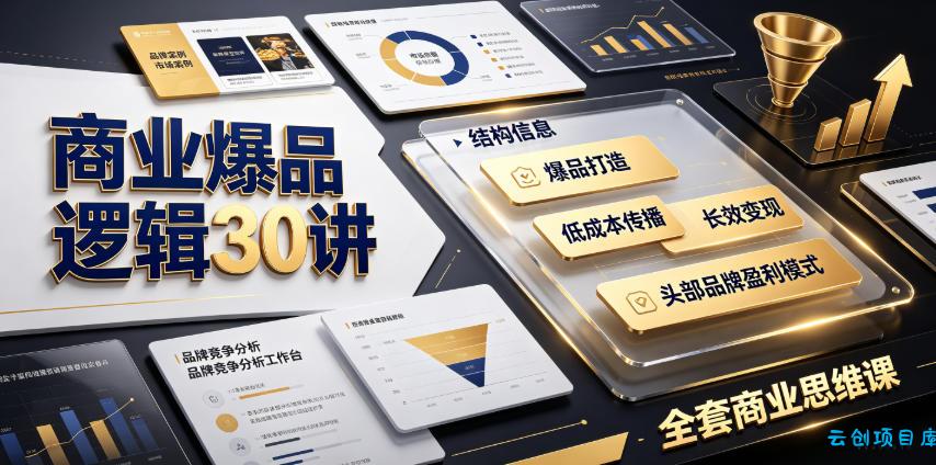 商业爆品逻辑30讲｜拆解各行各业头部品牌盈利模式，吃透爆品打造、低成本传播、长效变现全套商业思维课-云创项目库